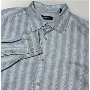 Jhane Barnes Shirt Men Extra Large Gray Stripe Long Sleeve Button Up Psychedelic